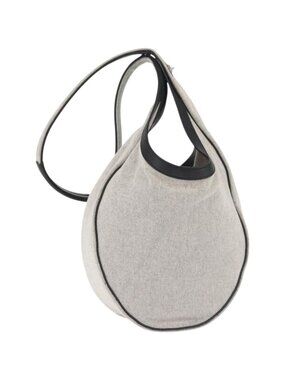 HERMES Sac Luco MM Shoulder Bag Canvas Leather Gray Black Silver